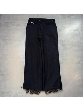 Y2K Black Roxy Quiksilver Grunge Cheetah Print Lined Baggy Ski Pants